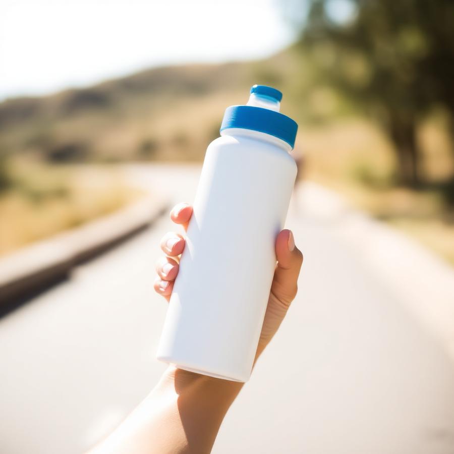 Person holding the OOS bottle outdoors
