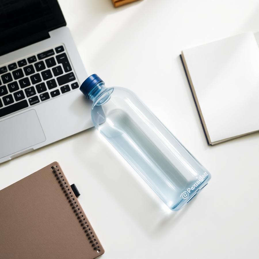 OOS bottle on a minimal desk workspace
